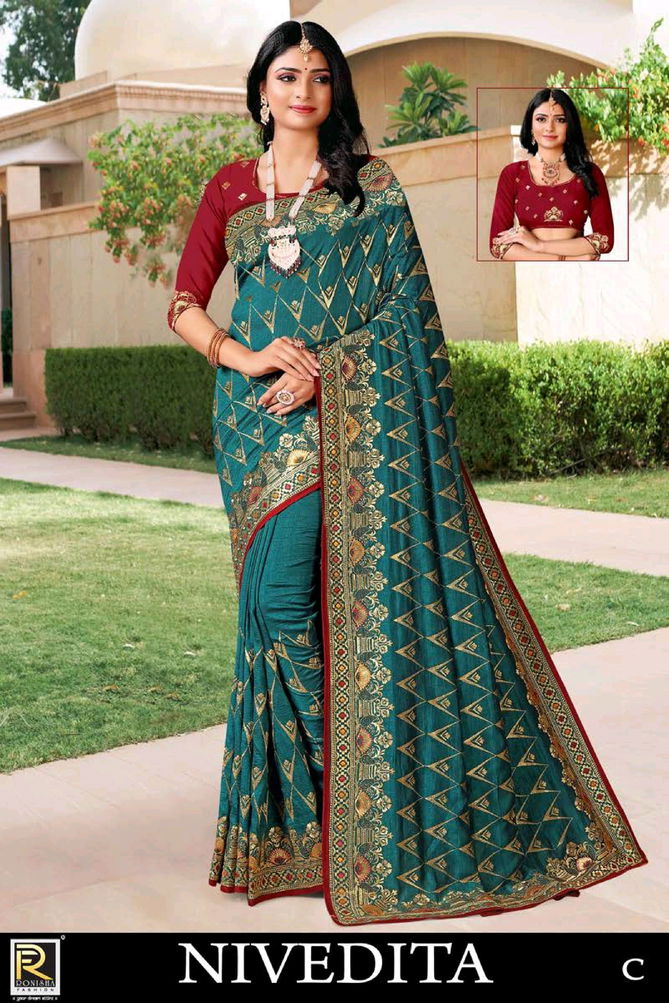 Ronisha Nivedita Designer Wholesale Wedding Wear Saree Catalog
